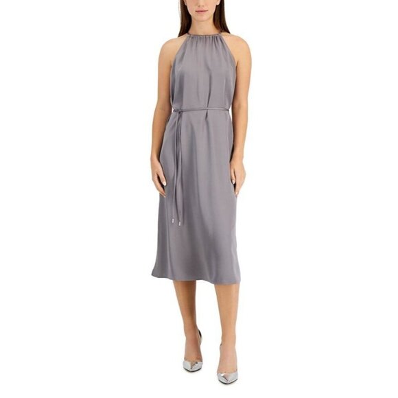 NWT INC International Concepts Satin Crepe Halter-Neck Midi Dress Size 8 - Picture 1 of 11
